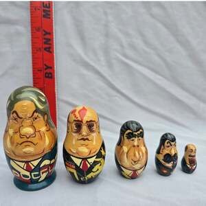 Vintage Russian Political Leaders Matryoshka Nesting Dolls 5 Piece Set 1990s